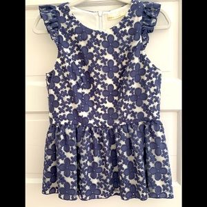 Purple Crown Silk Flower Peplum Sleeveless Top